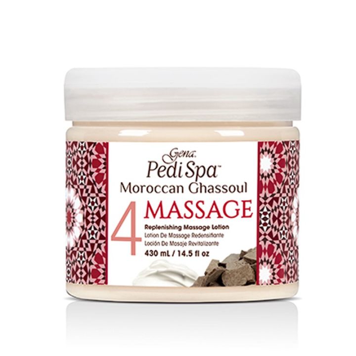 ของแท้! Gena Pedi Spa Moroccan Moisture Replenishing Massage Lotion โลชั่นนวดสูตรโมร็อคโค สำหรับสปาเท้า - 14 oz