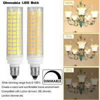 ℗☃ 15W Dimmable Lights E14 E12 E11 Ceramic Corn Bulbs Candelabra Base 136LEDs Replace 150W Halogen Lamps 220V 110V for Home Ampoule