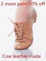 hot【DT】 Leather Up Oxford Jazz Shoes Split Sole Tan Tie Boy Footwear Ballet Contemporary