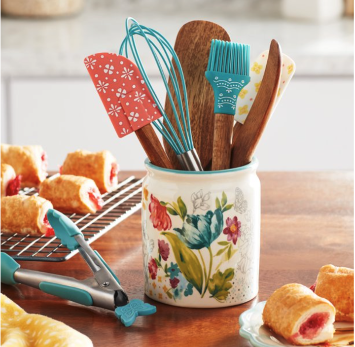 The Pioneer Woman Blooming Bouquet 8 Piece Mini Crock with Tools ...