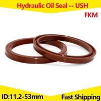 【hot】☬  USH SealPiston/Piston Rod/Shaft Seals FluorineRubberOil Pumps EnginesBrown2PcsID 11.2-53mm