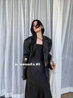 [COD] IN choose u Xiaoxiao home improvement single-breasted silhouette suit British style leather jacket female