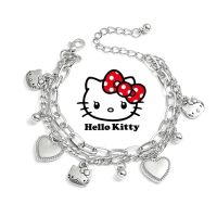 Cartoon Anime Sanrio Hello Kitty Love Bell Diy Bracelet Female Handmade Beaded Girlfriend Bracelet Gift Jewelry Accessories