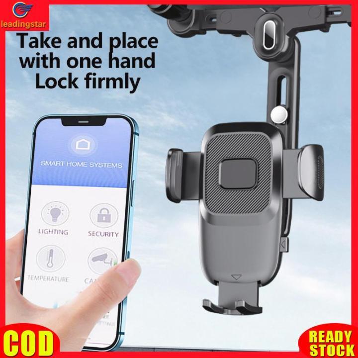 leadingstar-rc-authentic-rearview-mirror-phone-holder-mount-for-car-multi-directional-360-degree-rotatable-retractable-navigation-bracket