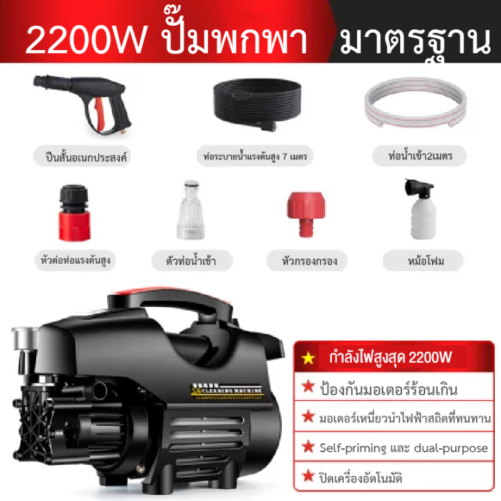 เครื่องฉีดน้ำ-รุ่นใหม่-เครื่องฉีดน้ำแรงดันสูง-1200w-เครื่องล้างรถ-สามารถดูดน้ำได้ด้วยตัวเอง-ระบบ-auto-stop-มอเตอร์เหนี่ยวนำ