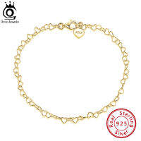 ORSA JEWELS 925เงินสเตอร์ลิง Heart Chain สำหรับสตรีแฟชั่นสร้อยข้อมือสาวฤดูร้อนเซ็กซี่เงินขาเครื่องประดับ SA10