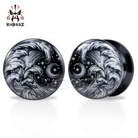 KUBOOZ Trend Acrylic Waves Moon Ear Plugs Tunnels Earring Gauges Body PiercingJewelry Stretchers Expanders 6 30mm 2PCS