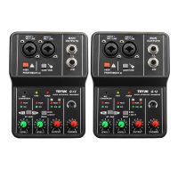 2X Q-12 Sound Card Audio Mixer Sound Board Console Desk System Interface 4 Channel 48V Power Stereo Computer Card