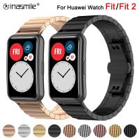 [HOT JUXLLKBKOW 514] สายคล้องคอสำหรับนาฬิกา Huawei Fit/fit 2สายรัดข้อมือสร้อยข้อมือโลหะสแตนเลสสำหรับ Huawei Fit2 SmartWatch อุปกรณ์เสริม