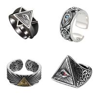 1PC New Gothic Triangle Evil Eye Big Ring For Men Women Vintage Punk Cool Lucky Turkish Eye Open Finger Ring Party Jewelry R317