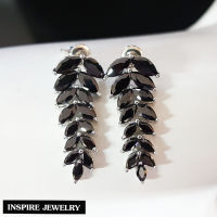 Inspire Jewelry ,ต่างหูใบช่อมะกอกระย้า ตัวเรือนหุ้มทองแท้ 24K  ช่อมะกอกประดับเพชรCZ  งานจิวเวลลี่เลิศหรู  ขนาด 1 x 2.5 CM  พร้อมกล่องกำมะหยี่