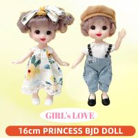 16cm Princess BJD 1/12 Doll with Clothes and Shoes Movable Joints Figure Model Collection Xmas Birthday Gift Toys for Baby Girl