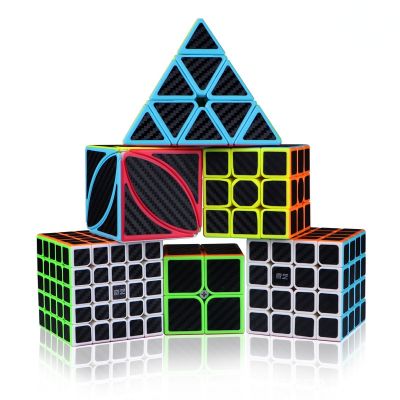 Qiyi Carbon Fiber Rubicks Magic Cube 2x2 3x3 4x4 5x5 Profissional Speed Cube Pyramid Puzzle Cubo Educational Games for Children Brain Teasers