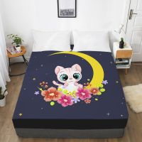 【CW】 Cartoon Elastic fitted sheet bed With An Band Mattress Cover 160X200 Bed kids baby Children cat