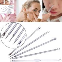 【YF】✁✒  5Pcs Double-end Facial Blackhead Acne Pimple Pustule Blemish Remover Needle Extractor Cleansing Face Massager