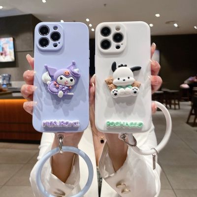 สามารถใช้ได้กับ iPhone 14 11 12 13 Pro MAX 12 13 Mini X XS XR Max 5 6S 7 8 Plus น่ารัก Kulomie เคสโทรศัพท์ Pochacco พร้อมสายรัดข้อมือ