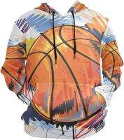 Watercolor Basketball Hoodie Hooded Athletic Sweatshirts 3D Print for Girls Boys Men(Health Fabric)