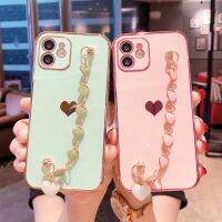 （HOT) สร้อยข้อมือหัวใจญี่ปุ่นและเกาหลี I13 เหมาะสำหรับแอปเปิ้ล 11Pro Max เคสศัพท์ด้านข้าง XS เคสกันกระแทก