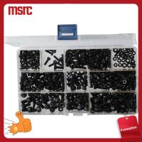 MSRC 480Pcs M3 M4 M5 สลักเกลียวเมตริก สีดำสีดำ เหล็กคาร์บอนสตีล ชุดสกรูน็อตและสลักเกลียว พร้อมกล่องเก็บของ 8มม./10มม./12มม./16มม. สกรูหัวจมหกเหลี่ยม อุปกรณ์อิเล็กทรอนิกส์อิเล็กทรอนิกส์