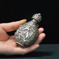 ┇☁ White copper snuff bottle/Qilin Gives Auspicious Auspicious Auspicious Auspicious/Classical Crafts/zhaocai