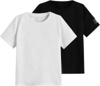 Milumia Boys 2 Pieces Letter Patched Short Sleeve Tee Tops Crew Neck T Shirts Set