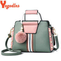 Yogodlns Candy Color Patchwork Bags Crossbody Shoulder Bags for Female Hairy Ball Decoration Women Top-handle Handbags Totes ins