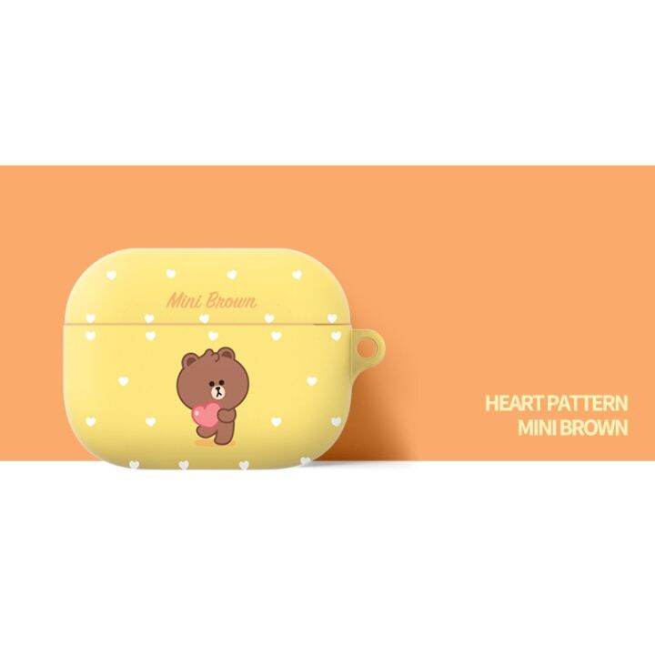 ของแท้-เคสหูฟังแข็ง-กันกระแทก-ลายการ์ตูน-line-friends-brown-cony-sally-พร้อมพวงกุญแจโลหะ-สําหรับ-apple-airpods-3-airpods-pro-airpods-2-1