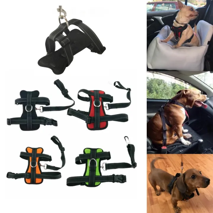 Car Dog Safety Chest Seat Belt Harness Adjustable Vehicle Breathable