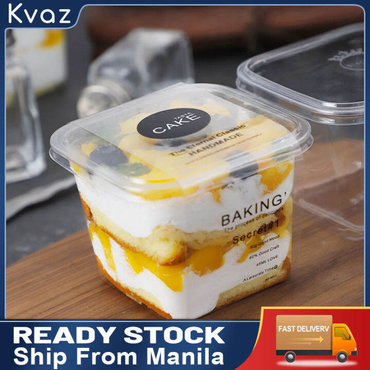 400ml Square Mousse Cake Box With Lid Transparent Plastic Disposable