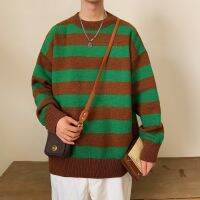 [COD] NAGAWL retro soft waxy loose green striped commuter bottoming knitted sweater for men and women