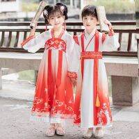 Hanfu เด็กชายฤดูร้อนสินค้าใหม่ ชุดการแสดงชุด Tang สไตล์จีนสำหรับเด็กผู้หญิง เครื่องแต่งกายสำหรับวันเด็ก