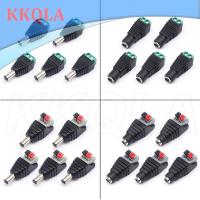 QKKQLA 5pcs DC male female power connector 5.5*2.1mm plug positive negative to solderless pressure terminal LED wiring connector