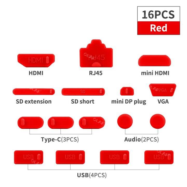 plug-anti-debu-โน้ตบุ๊คอเนกประสงค์16ชิ้นเคสใส่โน๊ตบุ๊คคุณภาพสูงจุกป้องกันฝุ่นคอมพิวเตอร์ปลั๊กยูเอสบีปลั๊กกันฝุ่น