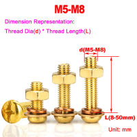 ทองแดงหัวกลมแฉกสกรูน๊อตแบนแหวนรองแหวนสปริงชุด M5-M8-Zkeir