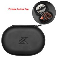 KZ Earphones Case Oval Storage Bag Headphones PU Storage Box Black Portable Hold Storage Box For KZ BA10 AS10 ES4 CAA iPhone Headphones Accessories