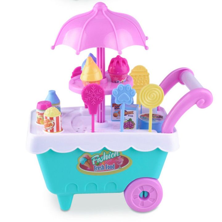 สินค้าขายดี-kids-pretend-play-toy-simulation-ice-cream-trolley-toy-set-for-children