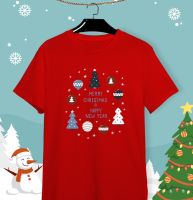 เสื้อยืดลายปีใหม่ เสื้อคริสมาสต์ Happy New Year &amp; Merry Christmas ลายน่ารักๆ ผ้า Cotton ?ใส่สบาย สีสันสดใส