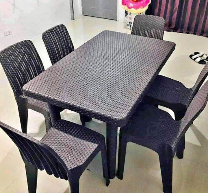 RATTAN DINNING SET 6 SEATERS TABLE AND CHAIR | Lazada PH