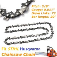 3/8 LP Gauge 0.063 72DL Electric Saw 20 Inch Bar Chainsaw Chains 72 Driver Links Fit STIHL MS381 Husqvarna Poulan 365 372