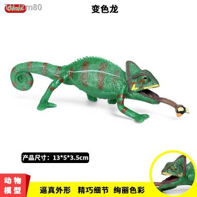 🎁 ของขวัญ Simulation model of animal toys solid chameleon lizard on childrens cognitive amphibious reptiles plastic furnishing articles