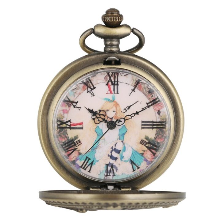 สร้อยคอรูปเจ้าหญิงโบราณน่ารักสำหรับผู้หญิงหญิงสาวเด็กจี้นาฬิกาพกพาควอตซ์กลวงของขวัญของชำร่วยดีที่สุด