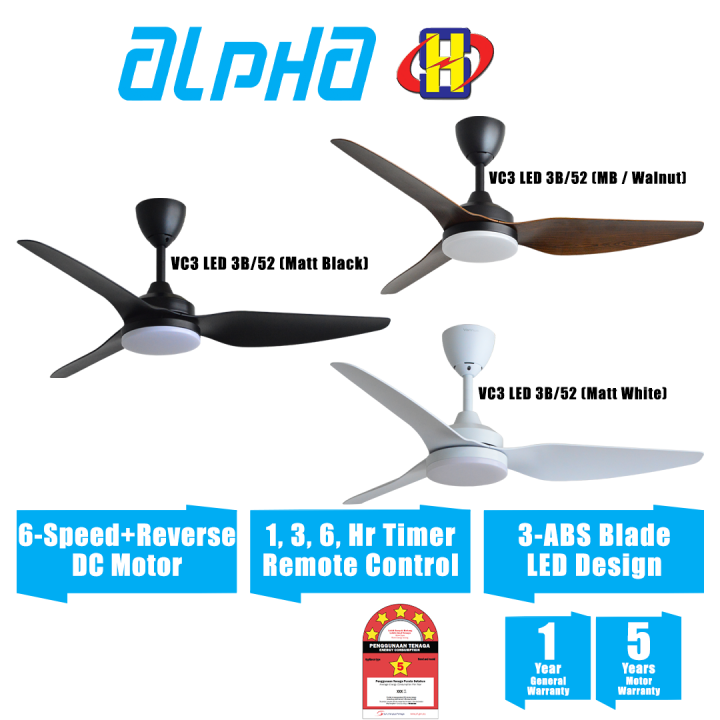 Alpha Ceiling Fan (52 Inch) 6Speed DC Motor Remote Control VANNUS