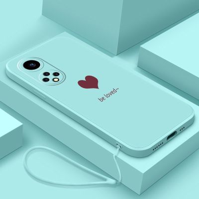 [ฟรีสายคล้อง] Huawei Nova 9 SE Nova9 8 8i 7 SE 7i หัวใจรักทันสมัยเคสโทรศัพท์ยางปลอกกันกระแทกซิลิคอนเหลว