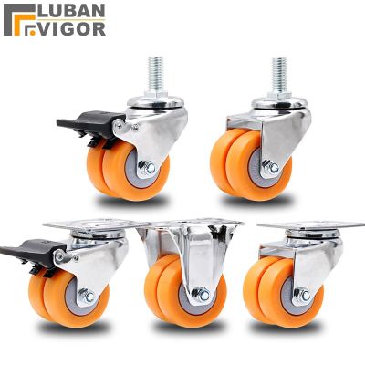 Double row nylon casters with double wheels High load-bearing industrial wheels wear-resistant 1.5inch 2inch  Anti-corrosion Furniture Protectors Repl
