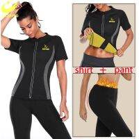 (Best Movement) LAZAWG Women 39; S Sweet Sweat Sauna Neoprene Gym Workout Zipper Short Sleeve Sport Top Pant Weight Loss Slimming Nylon Body Shapers