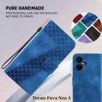 เคสหนังแบบฝาพับสำหรับ Tecno Pova Neo 3ที่ใส่การ์ดกรณีโทรศัพท์แบบดิจิตอลนูนโทรศัพท์มือถือเคสหนัง