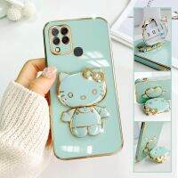 For Infinix Hot 10s NFC Mobile Phone Case Fashion Temperament Plating TPU Advanced Rotary Stand Makeup Mirror Hello Kitty Folding Mirror Stand Net Red New Couple Gift Soft Touch Anti slip Anti fall Protective Case