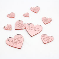 2021100 Personalized Engraved Love Hearts Rose gold Gold Silver Mirror Wood Tags Wedding Party Table Centerpieces Decor Favors