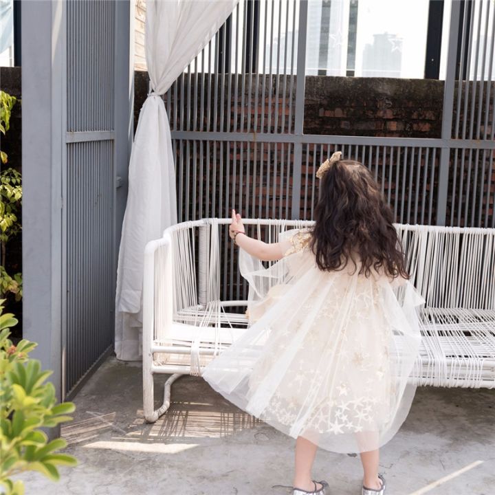 jeansame-dress-2-7ปีของเด็กสาวแต่งตัวดาวผ้าคลุมไหล่นางฟ้าเด็กแต่งตัวสำหรับสาวเจ้าหญิงเสื้อผ้างานแต่งงาน
