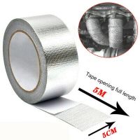 Exhaust Manifolds Titanium Heat Wrap Tape Thermal Wrap Silver 5M*5cm &amp; 6 Ties  Proof Sunscreen Heat Insulation Aluminum Foil Tap